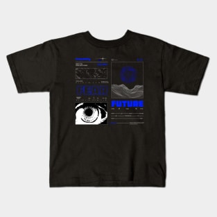 Streetwear Cyber Blue Brutalism Design Kids T-Shirt